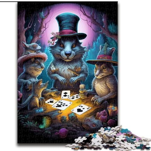 1000-teiliges Puzzle Tiere Spielen Poker, kreatives Familienspiel und Heimdekoration, Teenager (Größe: 26x38cm) von LGSHENG