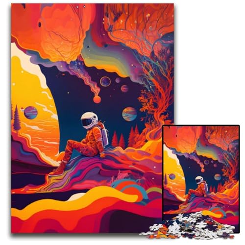 1000-teiliges Puzzle für Erwachsene, Astronaut, farbenfrohes Puzzle für Erwachsene, perfekt für Halloween, Weihnachten, Geburtstagsgeschenk, 50x75cm von LGSHENG