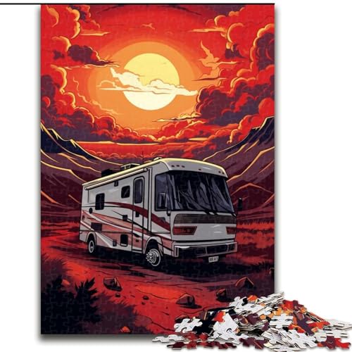 1000-teiliges Puzzle für Erwachsene, Auto bei Sonnenuntergang, anspruchsvolles Denkspiel, Familienaktivität, Heimdekoration, (Größe: 26x38cm) von LGSHENG