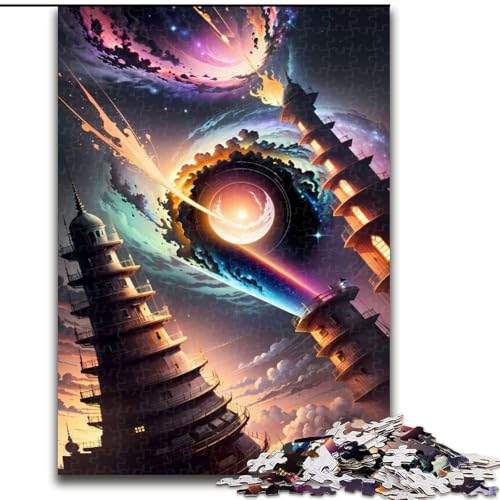 1000-teiliges Puzzle für Erwachsene, Black Hole Tower Space Puzzle, Familienspielabend, herausforderndes und lohnendes visuelles Erlebnis (Größe: 50x75cm) von LGSHENG