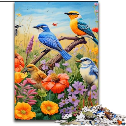 1000-teiliges Puzzle für Erwachsene, Blumen, Vögel, Puzzle, Geschenk, DIY-Spaß, geeignet für die Dekoration von Zuhause, Wohnzimmer, Büro (Größe: 50x75cm) von LGSHENG