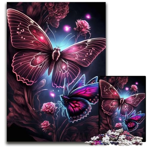 1000-teiliges Puzzle für Erwachsene, Blumen- und Schmetterlings-Puzzle für Erwachsene, perfekt für Halloween, Weihnachten, Geburtstagsgeschenk, 50x75cm von LGSHENG