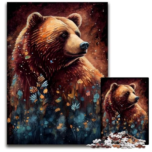 1000-teiliges Puzzle für Erwachsene, Braunbär-Tuschemalerei, Holzpuzzle, hochschwieriges Denkspiel für Jugendliche, 50x75cm 1000-teiliges Puzzle für Erwachsene, Braunbär-Tuschemalerei, Holzpuzzle, hochschwieriges Denkspiel für Jugendliche, 50x75cm von LGSHENG