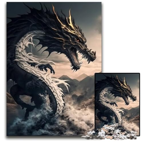 1000-teiliges Puzzle für Erwachsene, Brave Dragon, Puzzle für Erwachsene, perfekt für Halloween, Weihnachten, Geburtstagsgeschenk, 50x75cm von LGSHENG