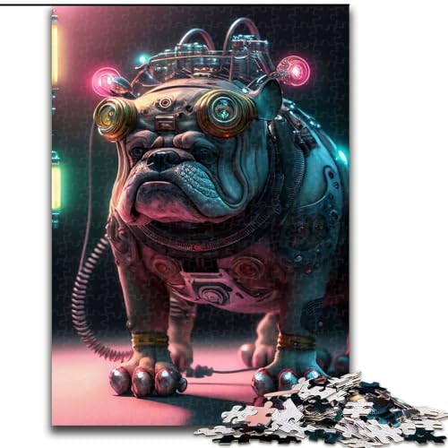 1000-teiliges Puzzle für Erwachsene, Bulldoggen-Puzzle, pädagogisches Denkspiel, künstlerische Heim- und Bürodekoration, ab 14 Jahren (Größe: 26x38cm) von LGSHENG