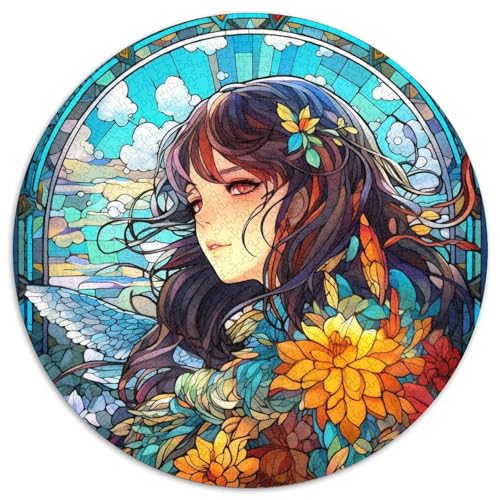 1000-teiliges Puzzle für Erwachsene, Buntglas-Anime-Mädchen, 1000-teiliges Puzzle, Familieninteraktion und Gehirn-Herausforderung, Familienaktivitäts-Herausforderung (67,5 x 67,5 cm) von LGSHENG