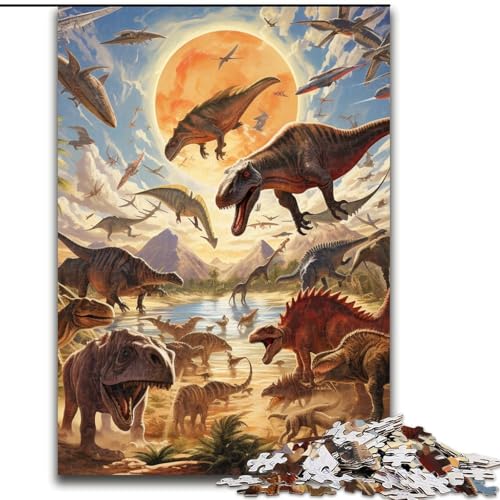 1000-teiliges Puzzle für Erwachsene, Dinosaurierwelt-Puzzle, anspruchsvolles Denkspiel für Teenager, Spaß für den Familienspieleabend (Größe: 26x38cm) von LGSHENG
