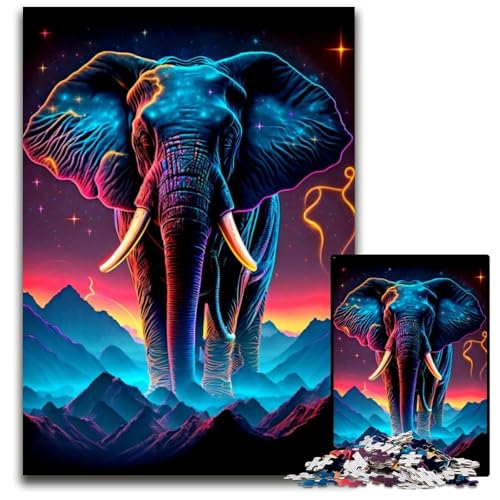1000-teiliges Puzzle für Erwachsene, Elefanten-Puzzle für Erwachsene, perfekt für Halloween, Weihnachten, Geburtstagsgeschenk, 26x38cm von LGSHENG