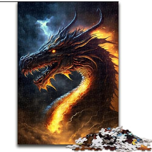 1000-teiliges Puzzle für Erwachsene, Feuerdrache im Himmel, anspruchsvolles Denkspiel, Familienaktivität, Heimdekoration, (Größe: 26x38cm) von LGSHENG
