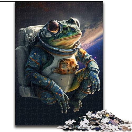 1000-teiliges Puzzle für Erwachsene, Frosch-Weltraum-Astronauten-Puzzle, interaktives Familienspiel, ideal für Teenager, Denksport-Geschenk (Größe: 26x38cm) von LGSHENG