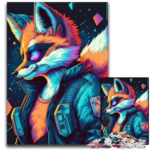 1000-teiliges Puzzle für Erwachsene, Fuchs-Tier-Puzzle aus Pappe, schwieriges Denkspiel für Jugendliche, 26x38cm von LGSHENG