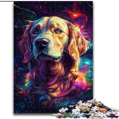 1000-teiliges Puzzle für Erwachsene, Galaxy Golden Retriever, anspruchsvolles Denkspiel für Teenager, perfekt als Heimdekoration oder Geschenk (Größe: 26x38cm) von LGSHENG