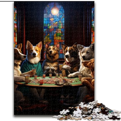 1000-teiliges Puzzle für Erwachsene, Hunde Spielen Poker, lustige Familienaktivität, Gehirnherausforderung, Teenager (Größe: 50x75cm) von LGSHENG