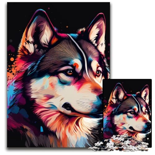 1000-teiliges Puzzle für Erwachsene, Husky, Bunte Holzpuzzles, hochschwieriges Denkspiel für Jugendliche, 26x38cm 1000-teiliges Puzzle für Erwachsene, Husky, Bunte Holzpuzzles, hochschwieriges Denkspiel für Jugendliche, 26x38cm von LGSHENG