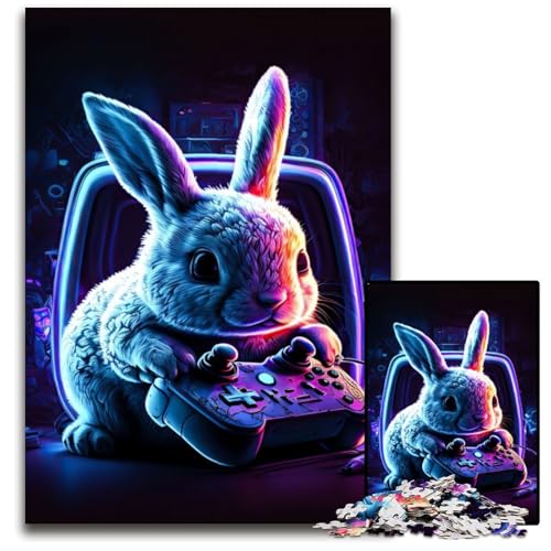 1000-teiliges Puzzle für Erwachsene, Kaninchen-Neon-Holzpuzzle, schwieriges Denkspiel für Jugendliche, 50x75cm 1000-teiliges Puzzle für Erwachsene, Kaninchen-Neon-Holzpuzzle, schwieriges Denkspiel für Jugendliche, 50x75cm von LGSHENG