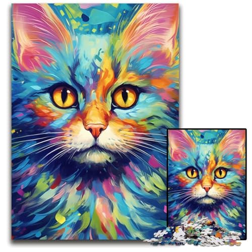 1000-teiliges Puzzle für Erwachsene, Katze, buntes Puzzle für Erwachsene, perfekt für Halloween, Weihnachten, Geburtstagsgeschenk, 26x38cm von LGSHENG