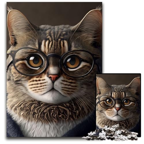 1000-teiliges Puzzle für Erwachsene, Katze in Kleidung, Holzpuzzle, hochschwieriges Denkspiel für Jugendliche, 26x38cm 1000-teiliges Puzzle für Erwachsene, Katze in Kleidung, Holzpuzzle, hochschwieriges Denkspiel für Jugendliche, 26x38cm von LGSHENG