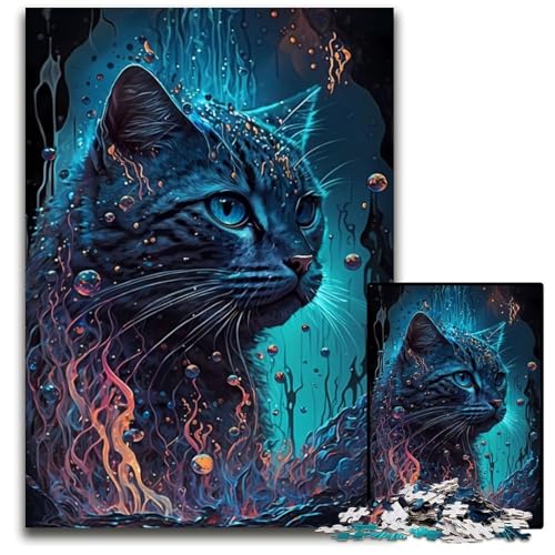 1000-teiliges Puzzle für Erwachsene, Katzen-Puzzle für Erwachsene, perfekt für Halloween, Weihnachten, Geburtstagsgeschenk, 50x75cm von LGSHENG