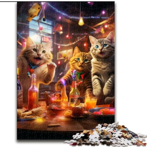 1000-teiliges Puzzle für Erwachsene, Katzenparty-Puzzle, pädagogisches Denkspiel, künstlerische Heim- und Bürodekoration, ab 14 Jahren (Größe: 26x38cm) von LGSHENG