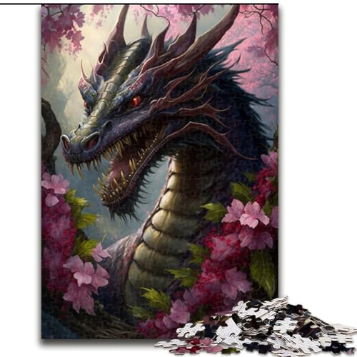 1000-teiliges Puzzle für Erwachsene, Kirschblütenbaum-Drachen-Puzzle, pädagogisches Denkspiel, künstlerische Heim- und Bürodekoration, ab 14 Jahren (Größe: 50x75cm) von LGSHENG