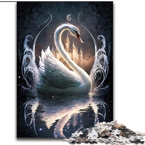 1000-teiliges Puzzle für Erwachsene, Kunst-Puzzle Weißer Schwan für Teenager und Familien, perfekte DIY-Dekoration und knifflige Herausforderung (Größe: 50x75cm) von LGSHENG