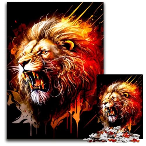 1000-teiliges Puzzle für Erwachsene, Löwen-Puzzle für Erwachsene, perfekt für Halloween, Weihnachten, Geburtstagsgeschenk, 50x75cm von LGSHENG