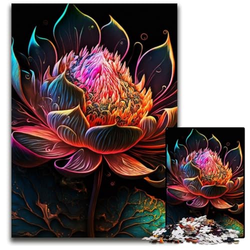 1000-teiliges Puzzle für Erwachsene, Lotusblume, Neue Kunst, Holzpuzzle, schwieriges Denkspiel für Jugendliche, 26x38cm von LGSHENG