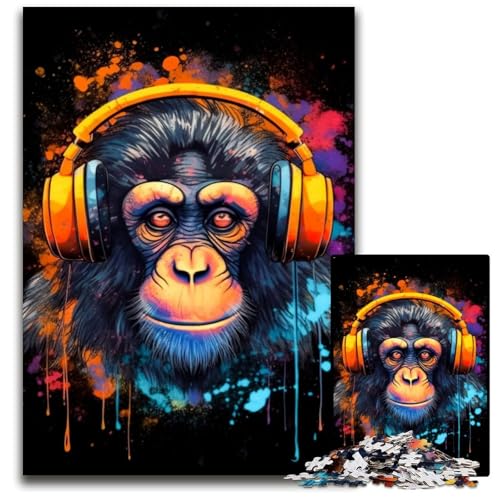 1000-teiliges Puzzle für Erwachsene, Monkey Dj Music, Holzpuzzle, hochschwieriges Denkspiel für Jugendliche, 50x75cm 1000-teiliges Puzzle für Erwachsene, Monkey Dj Music, Holzpuzzle, hochschwieriges Denkspiel für Jugendliche, 50x75cm von LGSHENG