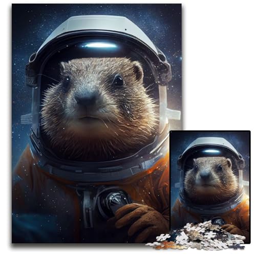 1000-teiliges Puzzle für Erwachsene, Murmeltier, Astronaut, Papppuzzle, hochschwieriges Denkspiel für Jugendliche, 26x38cm 1000-teiliges Puzzle für Erwachsene, Murmeltier, Astronaut, Papppuzzle, hochschwieriges Denkspiel für Jugendliche, 26x38cm von LGSHENG