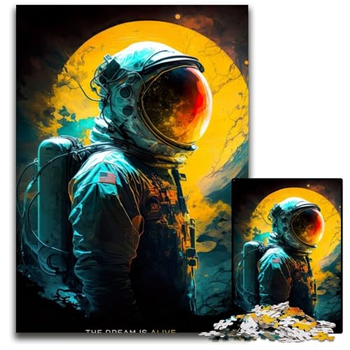 1000-teiliges Puzzle für Erwachsene, Neon-Astronaut mit Sonne, Puzzle für Erwachsene, perfekt für Halloween, Weihnachten, Geburtstagsgeschenk, 26x38cm von LGSHENG