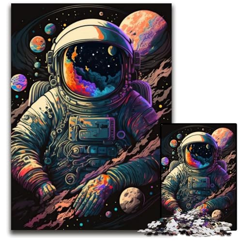 1000-teiliges Puzzle für Erwachsene, Neon-Astronauten-Puzzle für Erwachsene, perfekt für Halloween, Weihnachten, Geburtstagsgeschenk, 26x38cm von LGSHENG