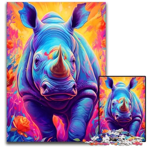 1000-teiliges Puzzle für Erwachsene, Neon-Nashorn-Puzzles für Erwachsene, Denkspiel für Teenager, 26x38cm 1000-teiliges Puzzle für Erwachsene, Neon-Nashorn-Puzzles für Erwachsene, Denkspiel für Teenager, 26x38cm von LGSHENG