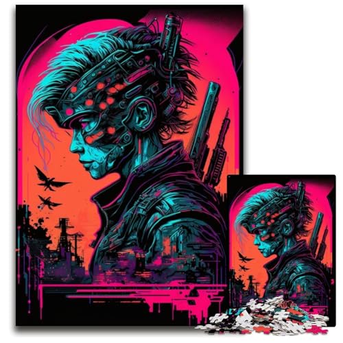 1000-teiliges Puzzle für Erwachsene, Neon-Roboter-Puzzle für Erwachsene, perfekt für Halloween, Weihnachten, Geburtstagsgeschenk, 26x38cm von LGSHENG