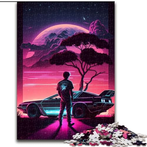 1000-teiliges Puzzle für Erwachsene, Neonfarbenes Puzzle mit Autos, pädagogisches Denkspiel, künstlerische Heim- und Bürodekoration, ab 14 Jahren (Größe: 26x38cm) von LGSHENG