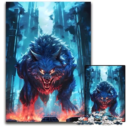 1000-teiliges Puzzle für Erwachsene, Night City Wolf, Puzzles für Erwachsene, Denksportspiel für Teenager, 26x38cm 1000-teiliges Puzzle für Erwachsene, Night City Wolf, Puzzles für Erwachsene, Denksportspiel für Teenager, 26x38cm von LGSHENG