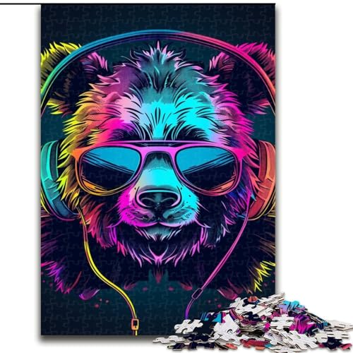 1000-teiliges Puzzle für Erwachsene, Panda mit Kopfhörern, Puzzle-Familienaktivitätsspiel für Teenager, anspruchsvolles Denkspiel (Größe: 26x38cm) von LGSHENG