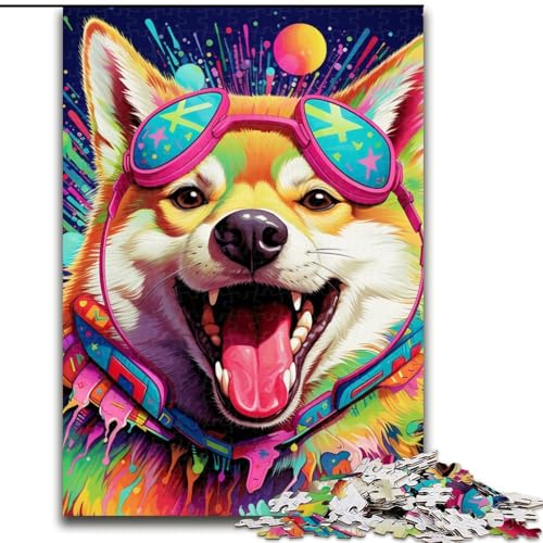 1000-teiliges Puzzle für Erwachsene, Psychedelic Corgi Jigsaw, pädagogisches Denkspiel, künstlerische Heim- und Bürodekoration, ab 14 Jahren (Größe: 26x38cm) von LGSHENG