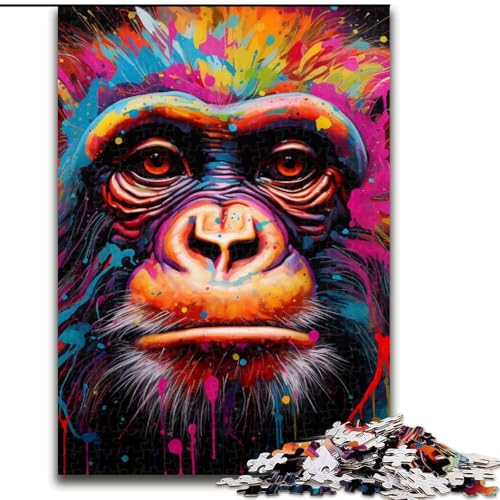 1000-teiliges Puzzle für Erwachsene, Psychedelic Monkey Jigsaw, pädagogisches Denkspiel, künstlerische Heim- und Bürodekoration, ab 14 Jahren (Größe: 50x75cm) von LGSHENG