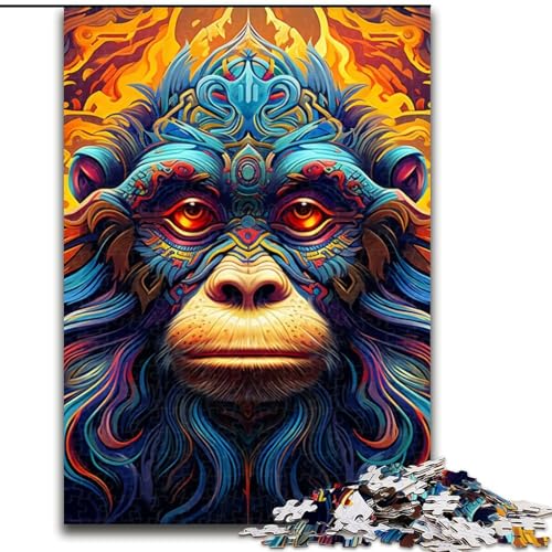 1000-teiliges Puzzle für Erwachsene, Psychedelic Monkey Puzzle, anspruchsvolles Denkspiel für Teenager, Spaß für den Spieleabend mit der Familie (Größe: 26x38cm) von LGSHENG