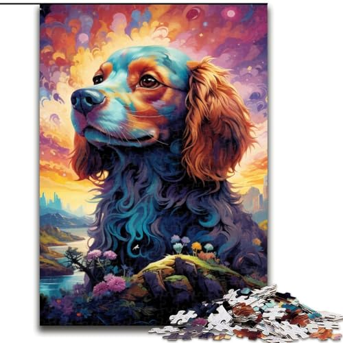 1000-teiliges Puzzle für Erwachsene, Psychedelic Sheepdog Jigsaw, pädagogisches Denkspiel, künstlerische Heim- und Bürodekoration, ab 14 Jahren (Größe: 50x75cm) von LGSHENG