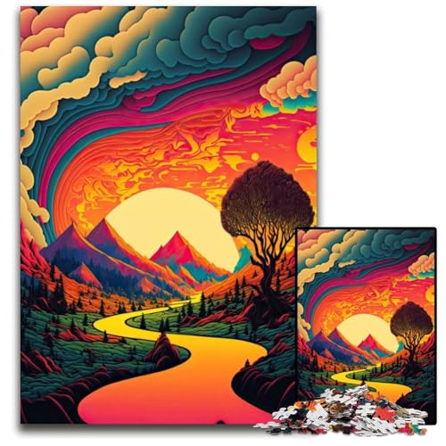 1000-teiliges Puzzle für Erwachsene, Psychedelisches Puzzle für Erwachsene, perfekt für Halloween, Weihnachten, Geburtstagsgeschenk, 26x38cm von LGSHENG