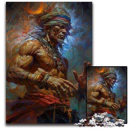 1000-teiliges Puzzle für Erwachsene, Schamanen-Puzzle der amerikanischen Ureinwohner, perfekt für Halloween, Weihnachten, Geburtstagsgeschenk, 26x38cm von LGSHENG