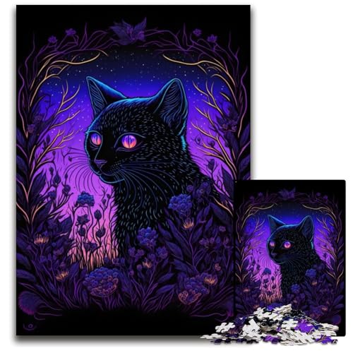 1000-teiliges Puzzle für Erwachsene, Schwarzlichtkatze, Holzpuzzle, hochschwieriges Denkspiel für Jugendliche, 50x75cm 1000-teiliges Puzzle für Erwachsene, Schwarzlichtkatze, Holzpuzzle, hochschwieriges Denkspiel für Jugendliche, 50x75cm von LGSHENG