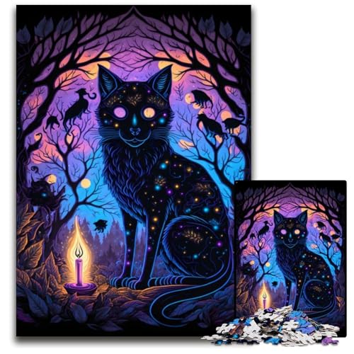 1000-teiliges Puzzle für Erwachsene, Schwarzlichtkatze, Holzpuzzle, hochschwieriges Denkspiel für Jugendliche, 50x75cm 1000-teiliges Puzzle für Erwachsene, Schwarzlichtkatze, Holzpuzzle, hochschwieriges Denkspiel für Jugendliche, 50x75cm von LGSHENG