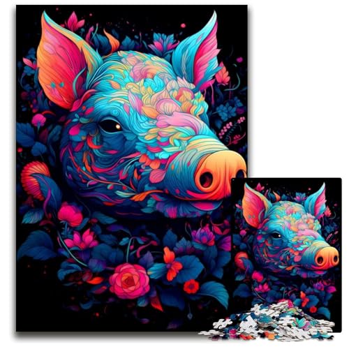 1000-teiliges Puzzle für Erwachsene, Schweine-Puzzle für Erwachsene, perfekt für Halloween, Weihnachten, Geburtstagsgeschenk, 50x75cm von LGSHENG