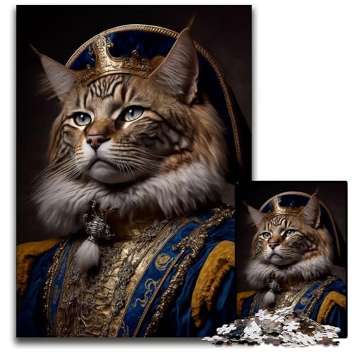 1000-teiliges Puzzle für Erwachsene, Sonnenkönig-Katzen-Puzzle für Erwachsene, Denkspiel für Teenager, 50x75cm 1000-teiliges Puzzle für Erwachsene, Sonnenkönig-Katzen-Puzzle für Erwachsene, Denkspiel für Teenager, 50x75cm von LGSHENG