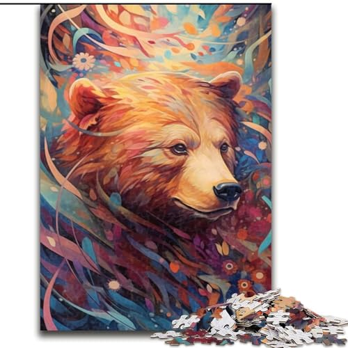 1000-teiliges Puzzle für Erwachsene, Tier-Braunbär, buntes Puzzle, interaktives Familienspiel, Familienaktivitätsspiel (Größe: 26x38cm) von LGSHENG