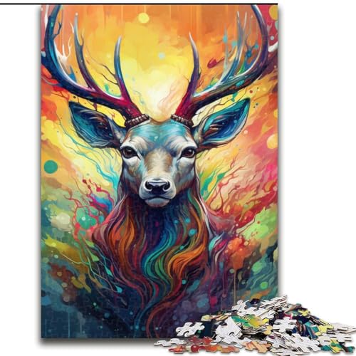 1000-teiliges Puzzle für Erwachsene, Tier-Rentier-Puzzle, pädagogisches Denkspiel, künstlerische Heim- und Bürodekoration, ab 14 Jahren (Größe: 50x75cm) von LGSHENG