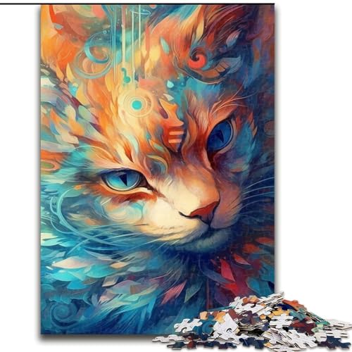 1000-teiliges Puzzle für Erwachsene, Tierkatze, buntes Puzzle, Familienaktivitätsspiel für Teenager, anspruchsvolles Denkspiel (Größe: 26x38cm) von LGSHENG