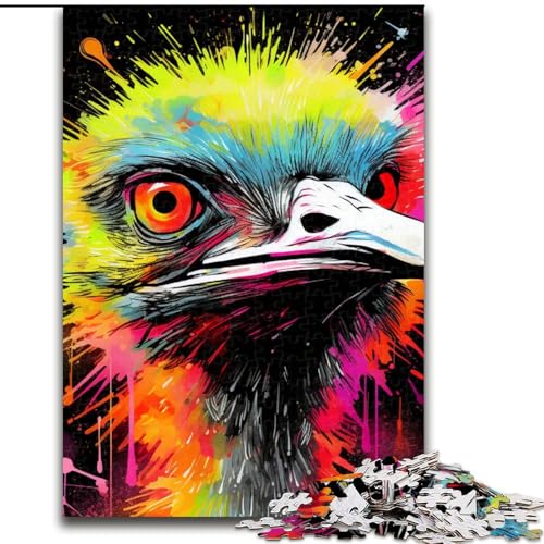1000-teiliges Puzzle für Erwachsene, Tierkunst, Straußen-Puzzle, pädagogisches Denkspiel, künstlerische Heim- und Bürodekoration, ab 14 Jahren (Größe: 50x75cm) von LGSHENG